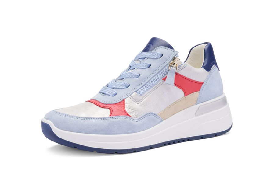 Ara 12-57702 92 Garda H Fit Blue, Silver, Red & Beige Mix Sneakers with Zip