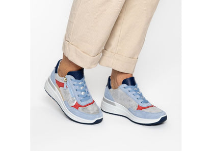 Ara 12-57702 92 Garda H Fit Blue, Silver, Red & Beige Mix Sneakers with Zip