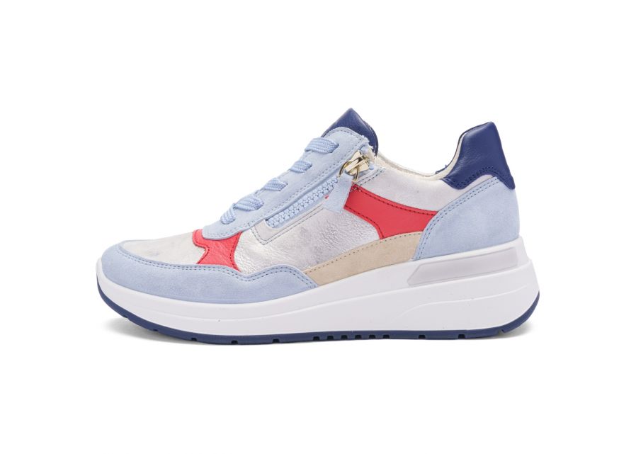 Ara 12-57702 92 Garda H Fit Blue, Silver, Red & Beige Mix Sneakers with Zip