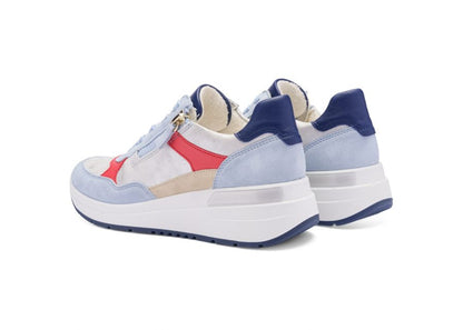 Ara 12-57702 92 Garda H Fit Blue, Silver, Red & Beige Mix Sneakers with Zip