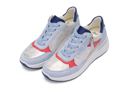 Ara 12-57702 92 Garda H Fit Blue, Silver, Red & Beige Mix Sneakers with Zip