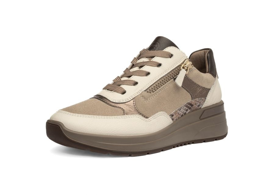 Ara 12-57702 95 Garda Cream, Brown Combi Combi H Fit Trainers