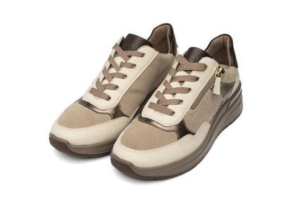 Ara 12-57702 95 Garda Cream, Brown Combi Combi H Fit Trainers