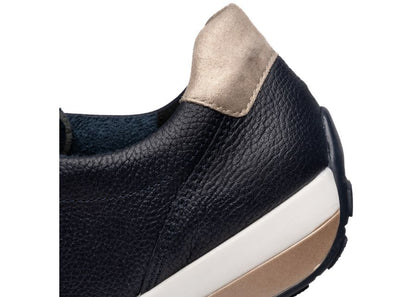 Ara 12-64587 12 Osaka-Highsoft H Fit Navy Sneakers with Zip & Gold Heel