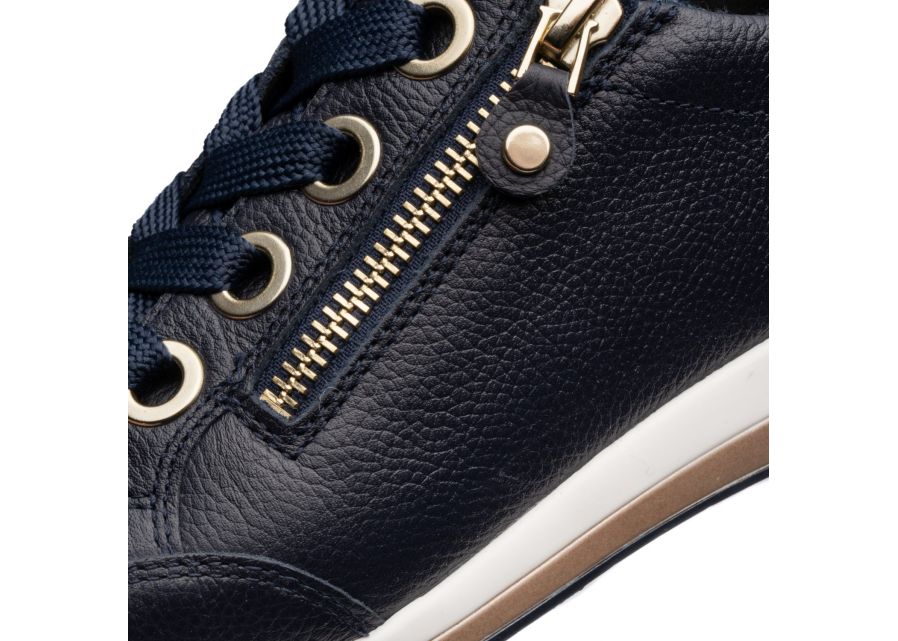 Ara 12-64587 12 Osaka-Highsoft H Fit Navy Sneakers with Zip & Gold Heel