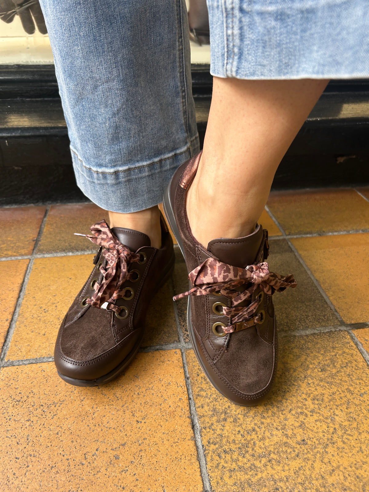 Ara 12-64587 23 Osaka Highsoft Cacao Moro Mocca Brown Suede H Fit Trainers