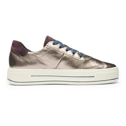 Ara 12-23012 05 Canberra 3.0 H Fit Bronze & Navy Metallic Sneakers with Plum Heel
