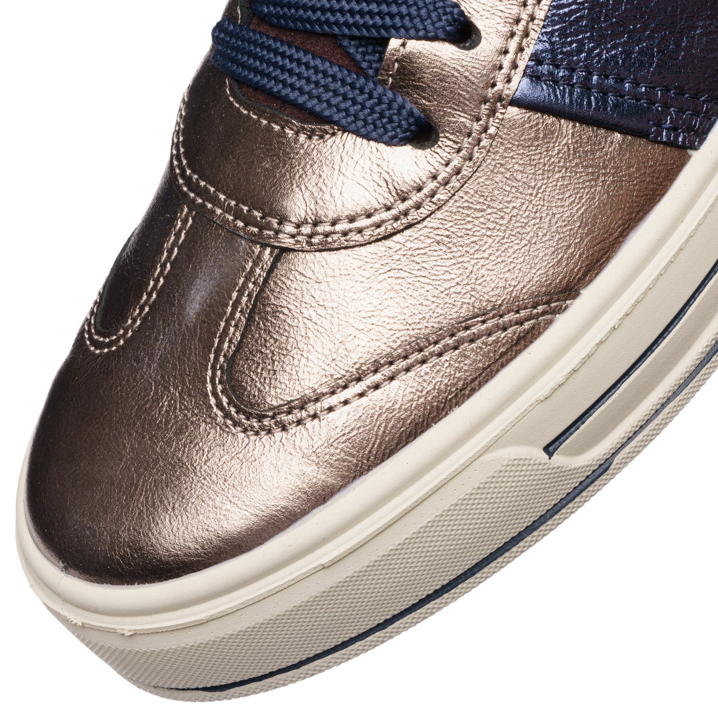 Ara 12-23012 05 Canberra 3.0 H Fit Bronze & Navy Metallic Sneakers with Plum Heel