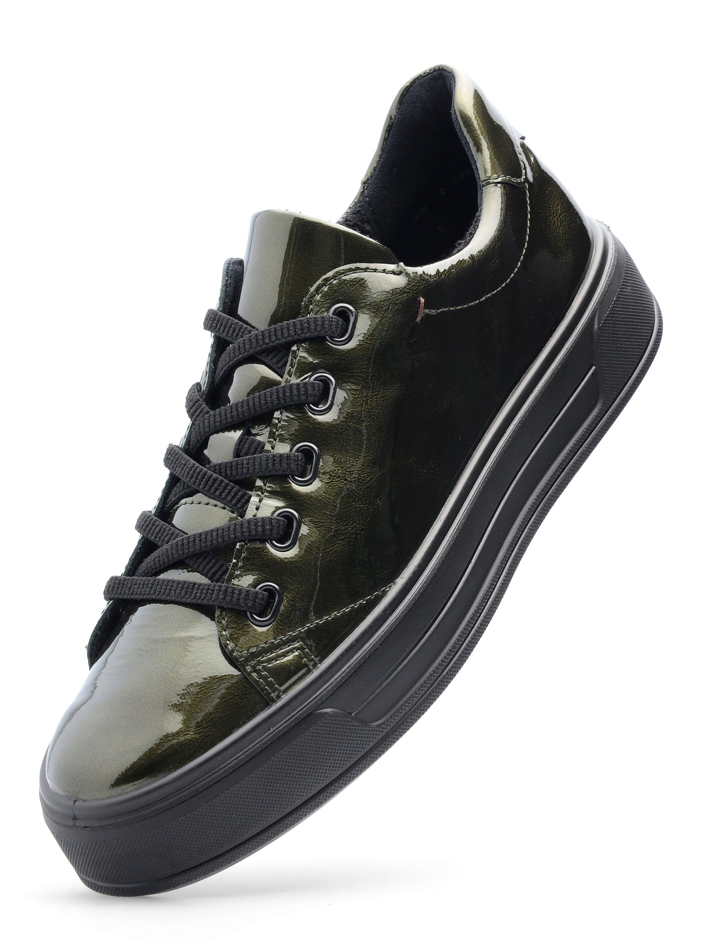 Ara 12-23042 06 Green Patent H Fit Sneakers with Black Sole