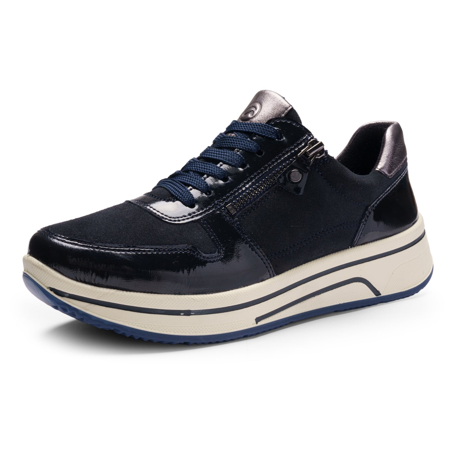 Ara 12-27540 92 Sapporo 3.0 Navy Suede & Patent H Fit Sneakers