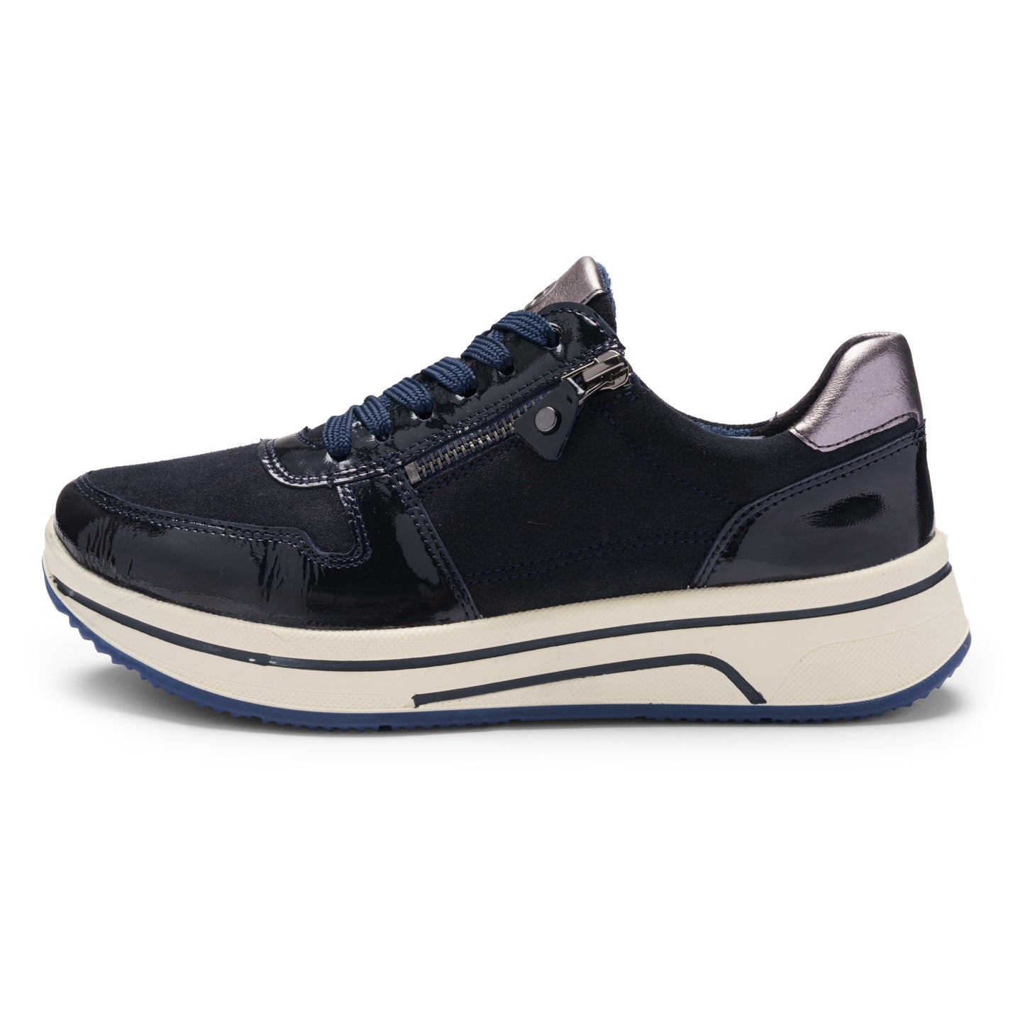 Ara 12-27540 92 Sapporo 3.0 Navy Suede & Patent H Fit Sneakers