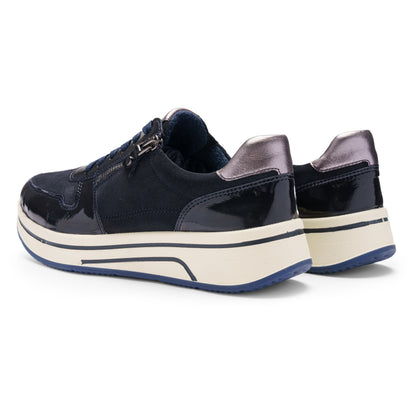 Ara 12-27540 92 Sapporo 3.0 Navy Suede & Patent H Fit Sneakers