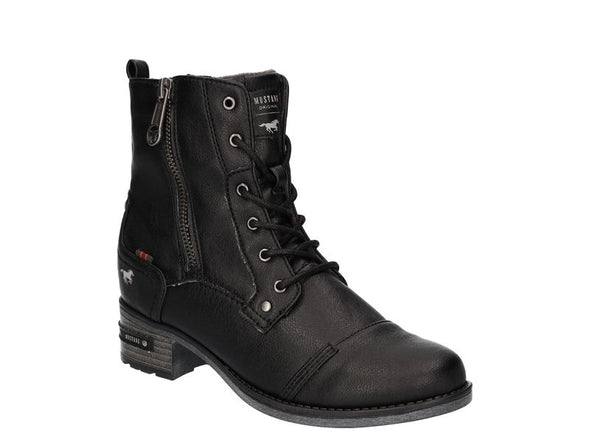 Mustang 1229-513-9 Black Lace Ankle Boots