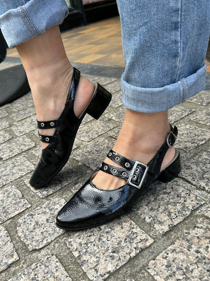 Rieker 47071-00 Black F 1/2 Fit Slingback Low Heels