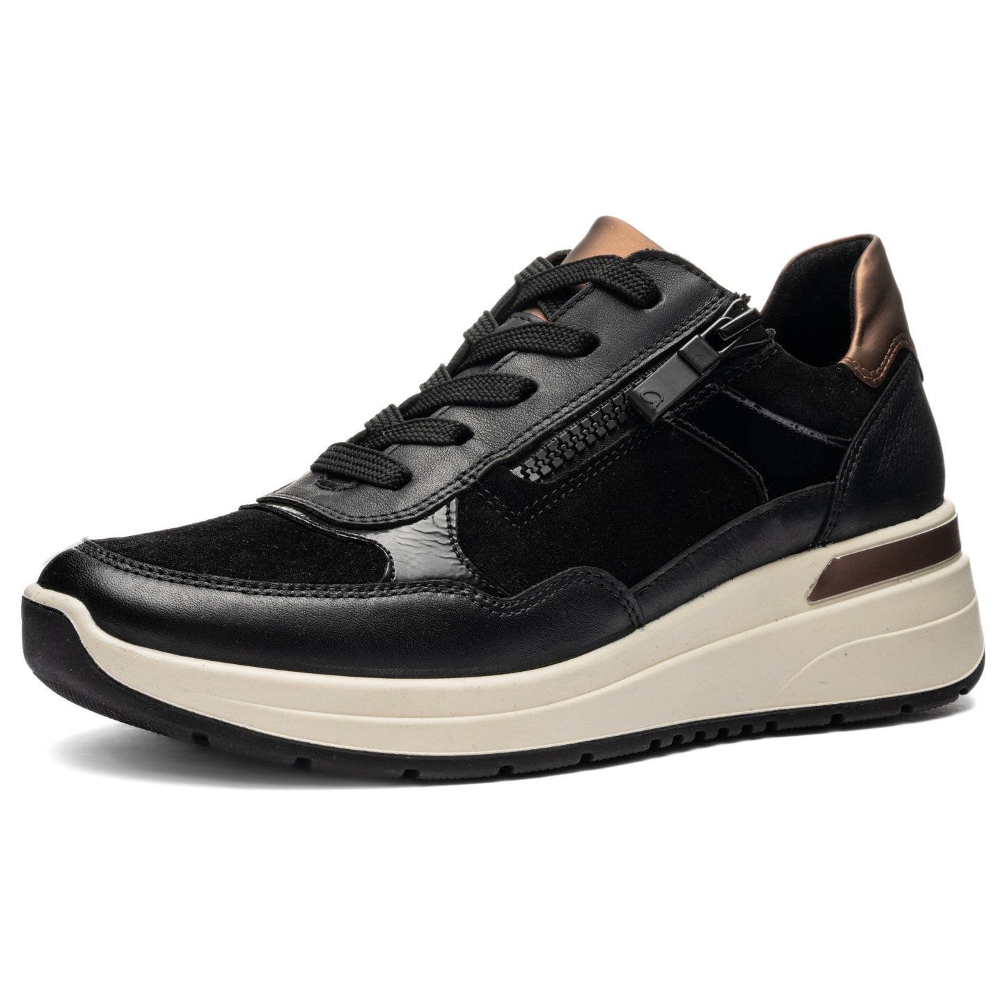 Ara 12-57702 01 Garda H Fit Black Sneakers with Zip