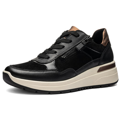 Ara 12-57702 01 Garda H Fit Black Sneakers with Zip