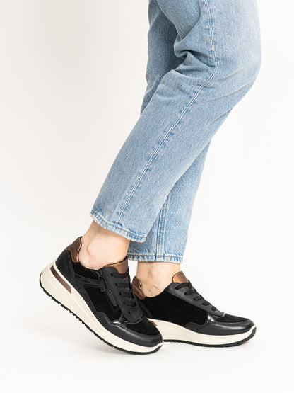 Ara 12-57702 01 Garda H Fit Black Sneakers with Zip