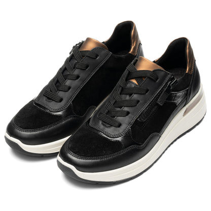 Ara 12-57702 01 Garda H Fit Black Sneakers with Zip