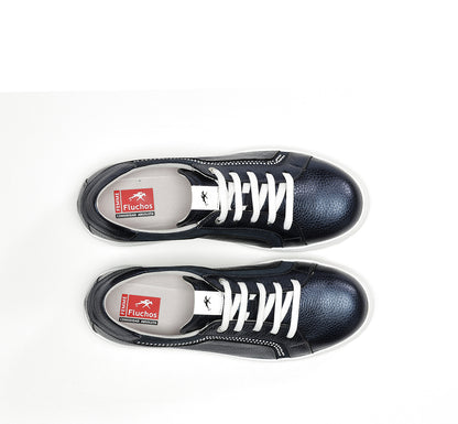 Fluchos F1997 Navy Lace Shoes with White Sole & Side Studs