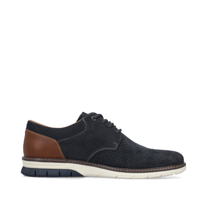 Rieker 14425-14 Navy Suede & Brown Heel G 1/2 Fit Laced Shoes