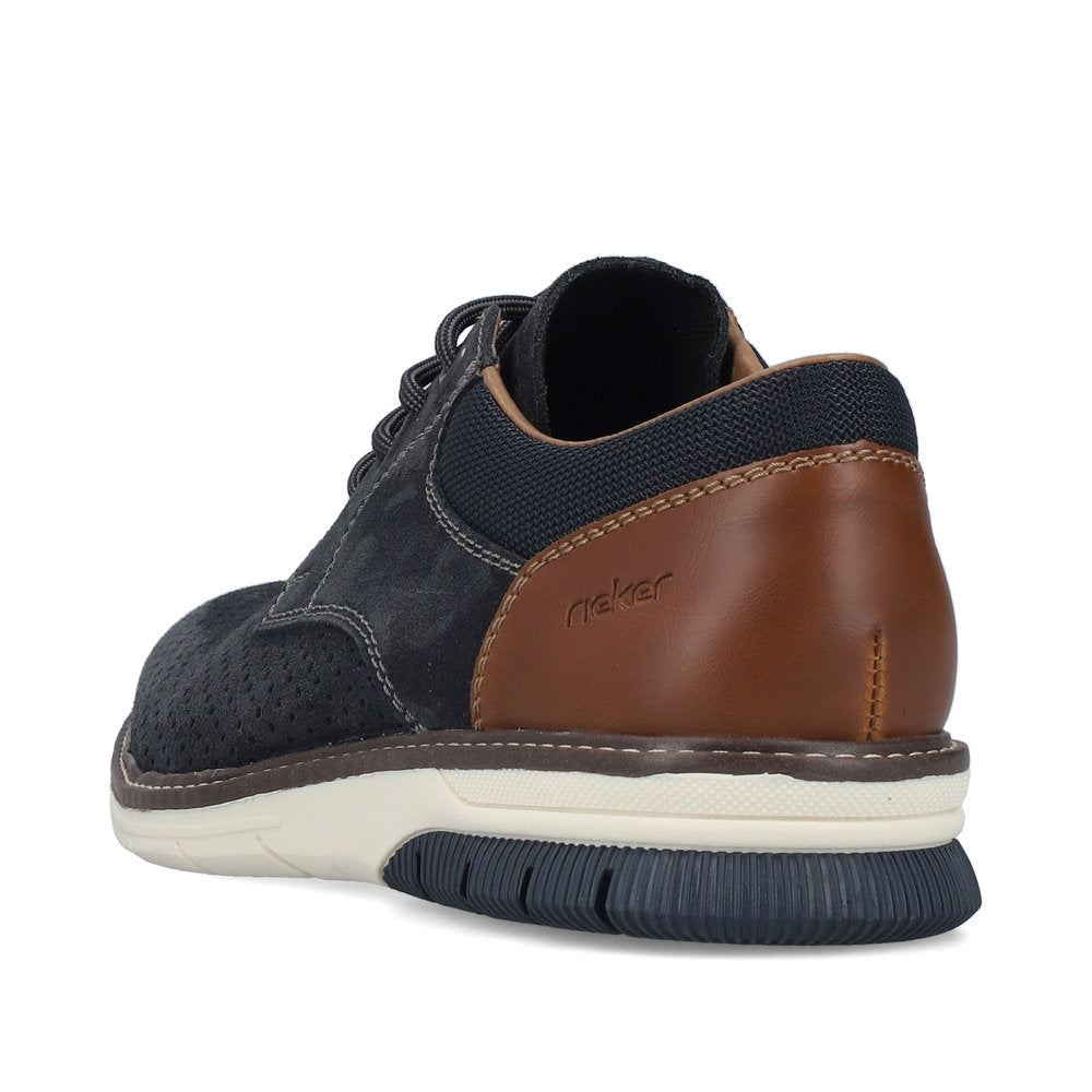 Rieker 14425-14 Navy Suede & Brown Heel G 1/2 Fit Laced Shoes