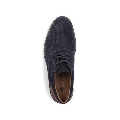 Rieker 14425-14 Navy Suede & Brown Heel G 1/2 Fit Laced Shoes