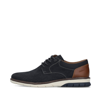 Rieker 14425-14 Navy Suede & Brown Heel G 1/2 Fit Laced Shoes