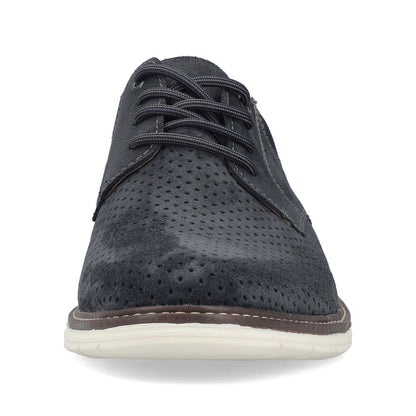 Rieker 14425-14 Navy Suede & Brown Heel G 1/2 Fit Laced Shoes