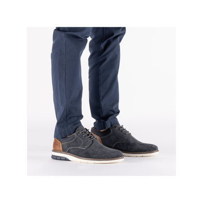 Rieker 14425-14 Navy Suede & Brown Heel G 1/2 Fit Laced Shoes