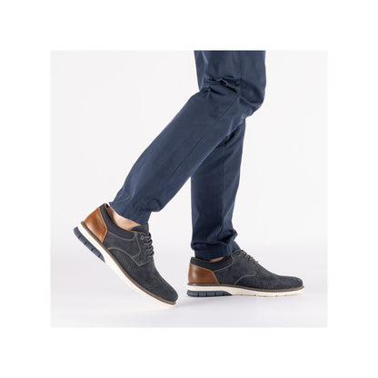 Rieker 14425-14 Navy Suede & Brown Heel G 1/2 Fit Laced Shoes