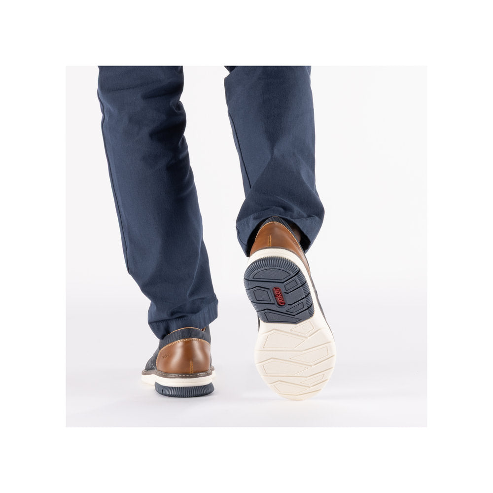 Rieker 14425-14 Navy Suede & Brown Heel G 1/2 Fit Laced Shoes