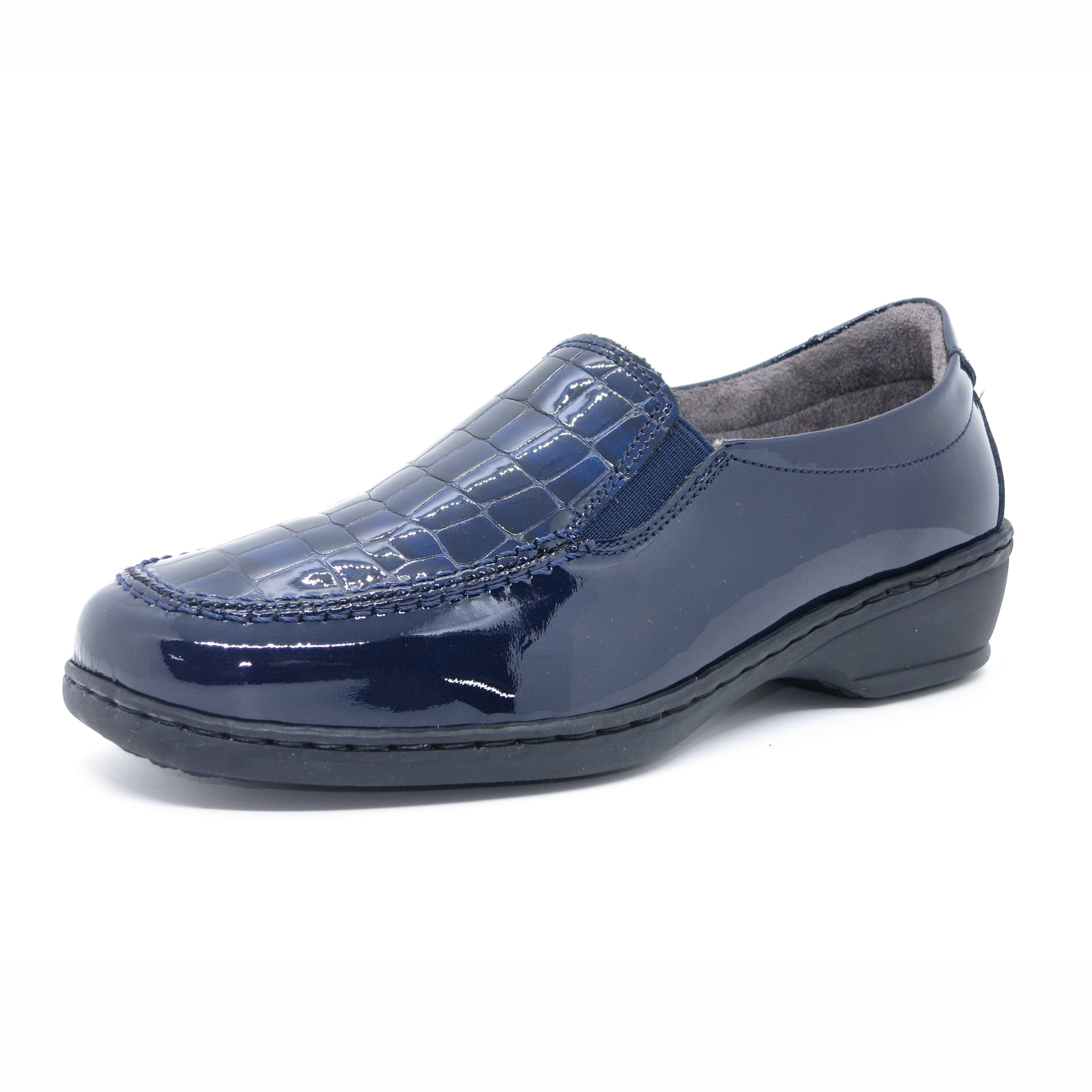 Navy blue sales patent leather shoes