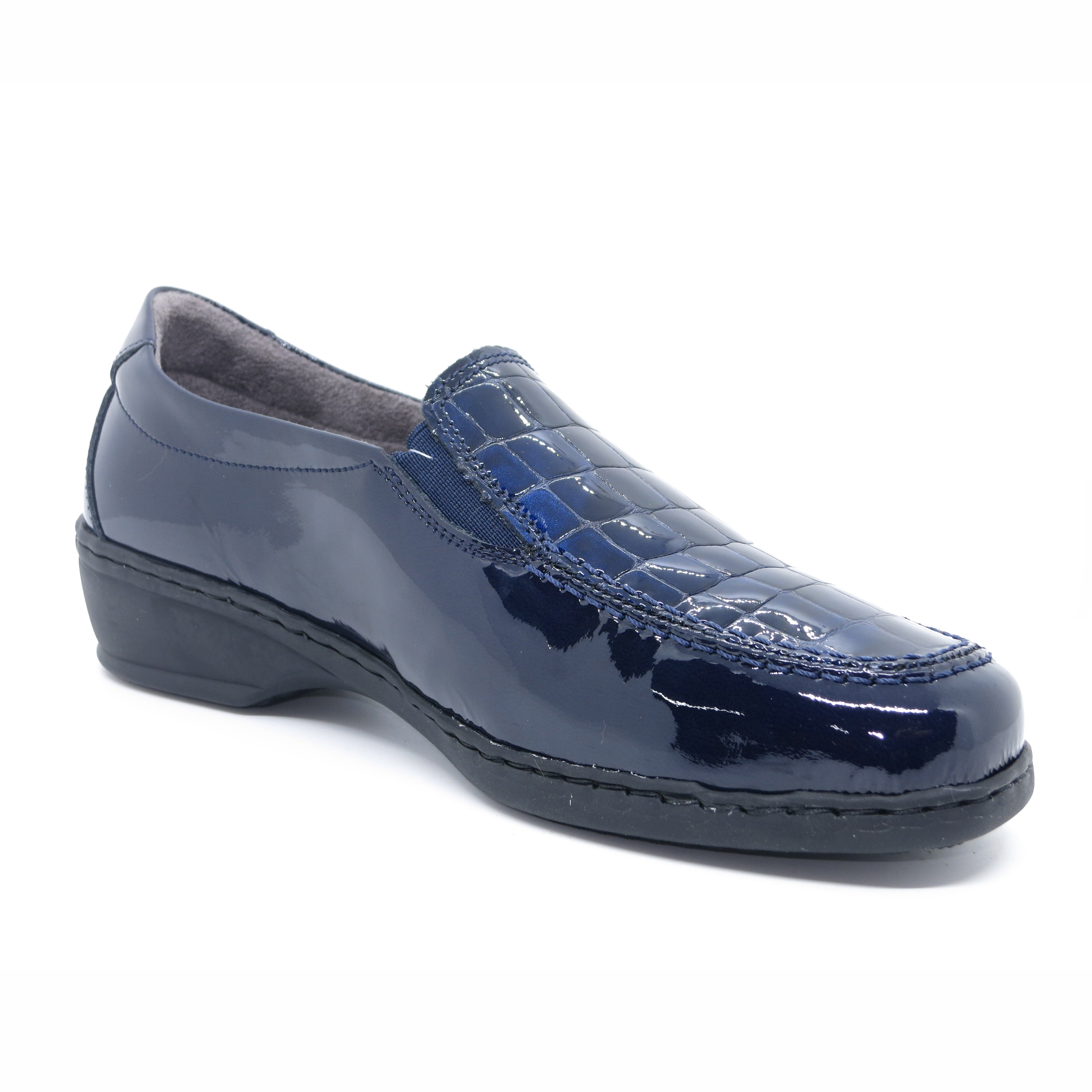 Navy blue patent store leather shoes