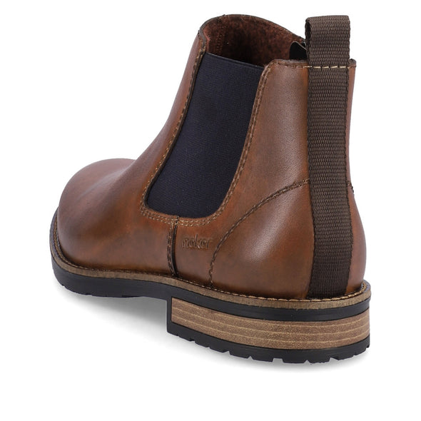 Rieker 14653-24 Brown Chelsea Boots with Navy Elastic