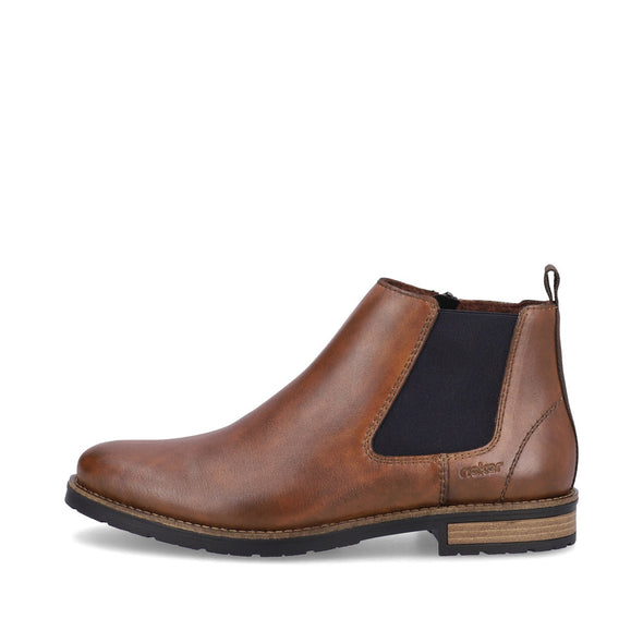 Rieker 14653-24 Brown Chelsea Boots with Navy Elastic