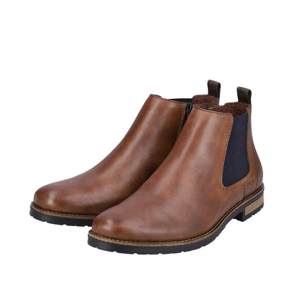 Rieker 14653-24 Brown Chelsea Boots with Navy Elastic