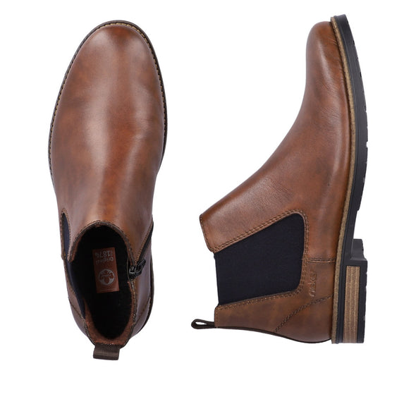 Rieker 14653-24 Brown Chelsea Boots with Navy Elastic
