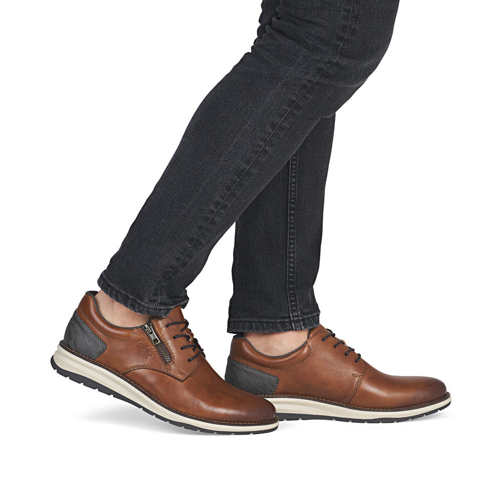 Rieker 14706-24 Brown Lace & Zip Shoes