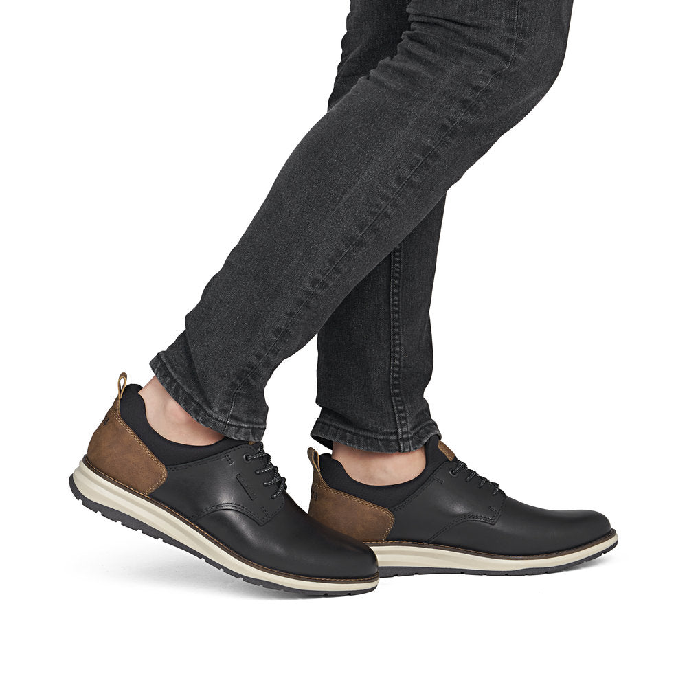 Rieker TEX 14755-00 Black & Brown Heel Slip On Shoes