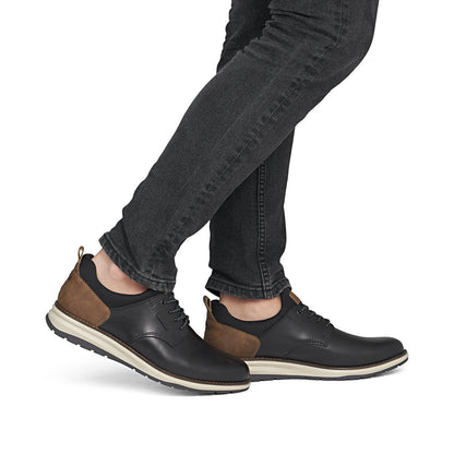 Rieker TEX 14755-00 Black & Brown Heel Slip On Shoes
