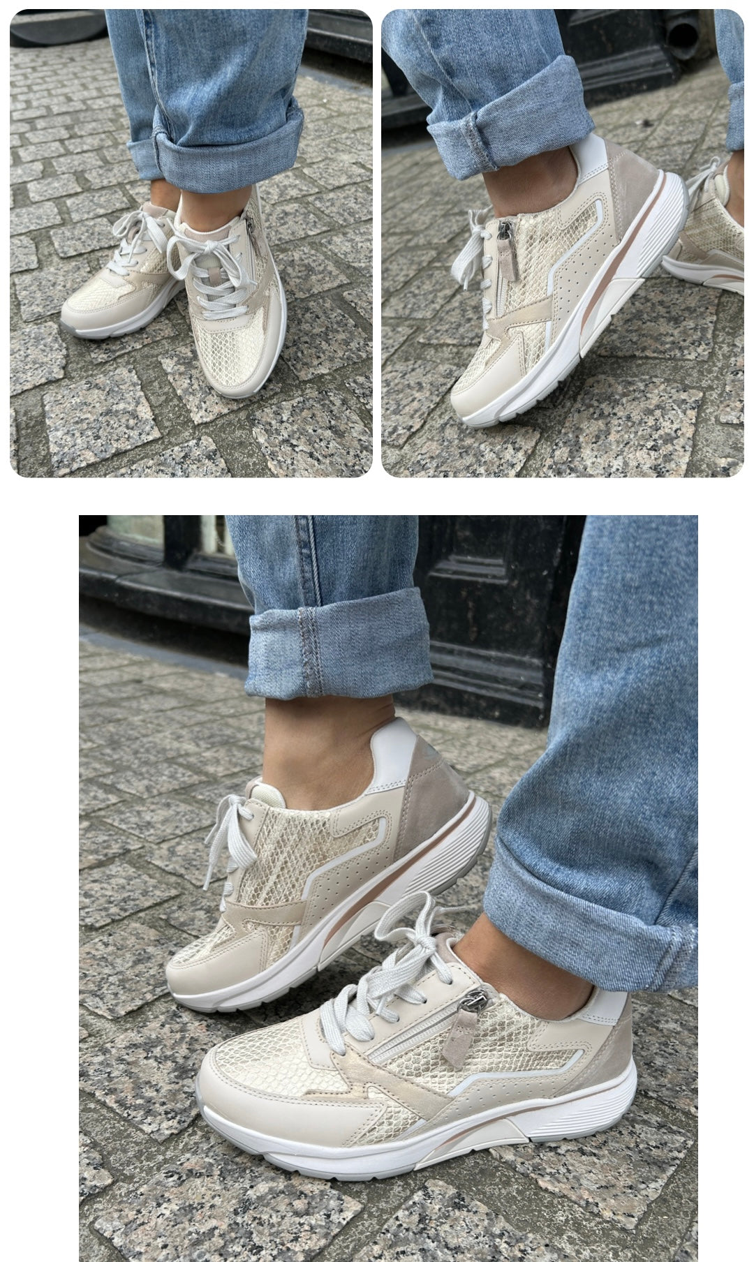 Gabor Rollingsoft 86.878.35 Gold, Ivory & White Combi Sneakers