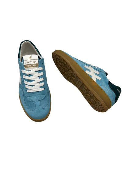 Another Trend A032M367 Light Blue Trainers with White Logo & Teal Heel