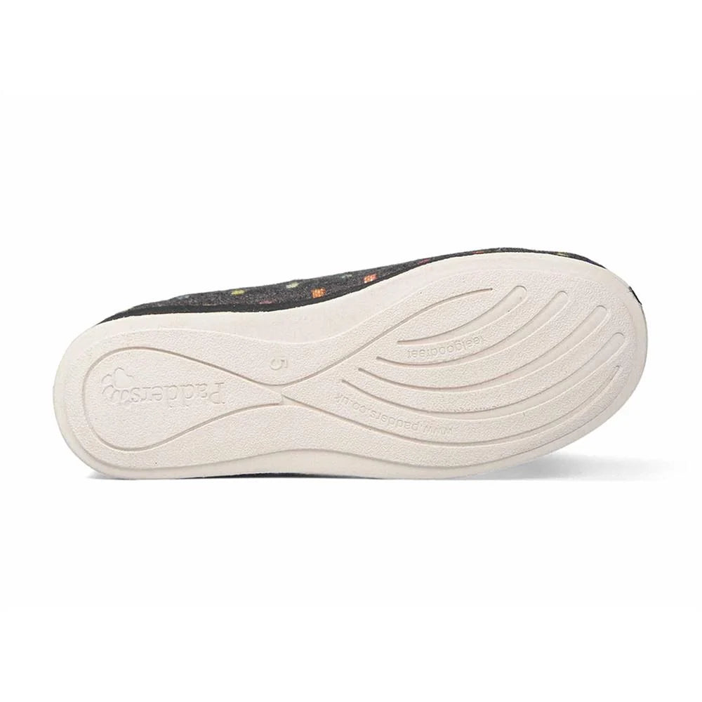 Padders Camilla 447/1576 Charcoal Woven Spot Slippers