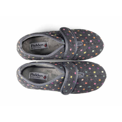 Padders Camilla 447/1576 Charcoal Woven Spot Slippers