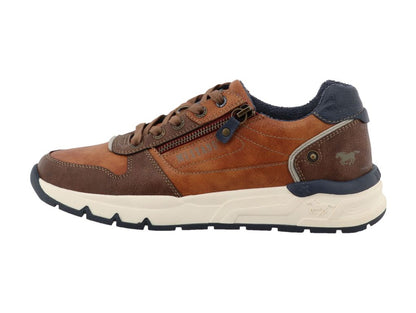 Mustang 15M0051003 Cognac Tan Lace Shoes with Side Zip