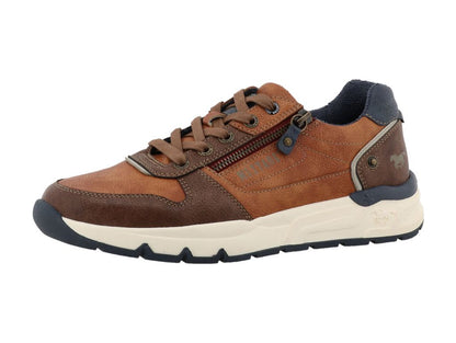 Mustang 15M0051003 Cognac Tan Lace Shoes with Side Zip