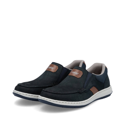 Rieker 17368-14 Navy /Tan H Fit Slip On Shoes