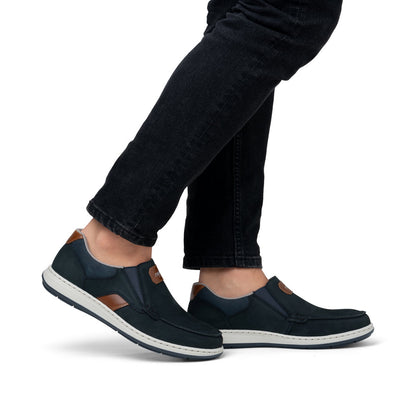 Rieker 17368-14 Navy /Tan H Fit Slip On Shoes