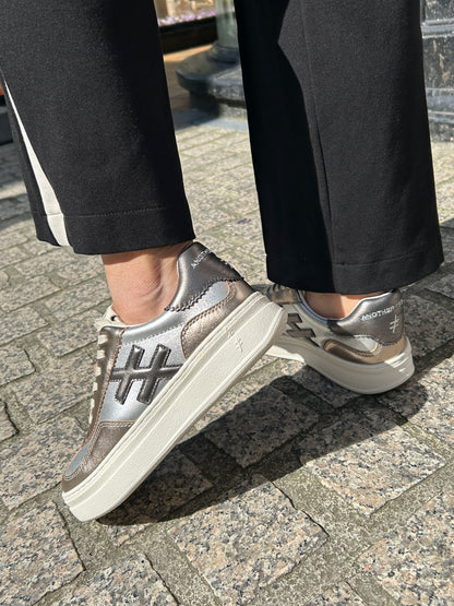 Another Trend A03561E5 Metal Silver & Gold Mix Thick Sole Trainers