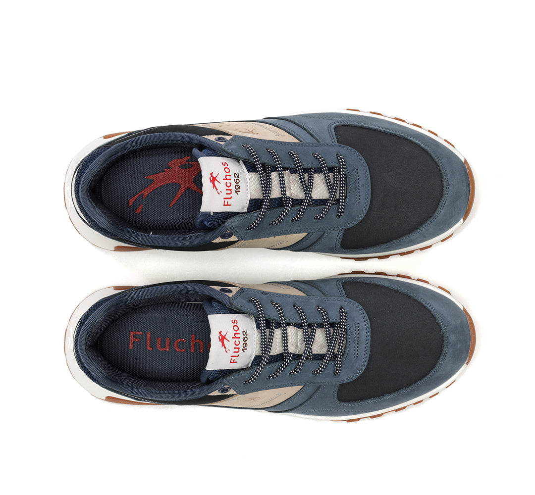 Fluchos F2012 Jeans Blue, Navy & Beige Combi Lace Sneakers